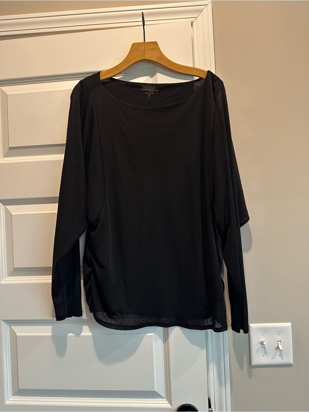 Coldwater Creek Black Long-Sleeve Women's Dolman Sleeve Polyester 2-Layer Top1X